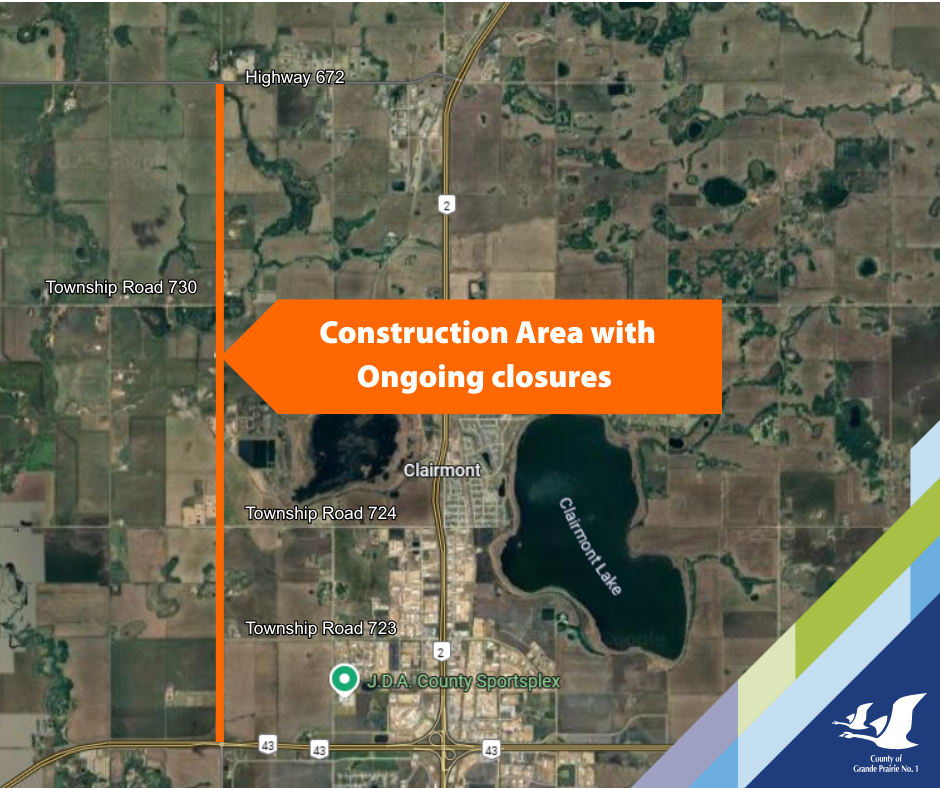 Satelitte map with orange outlines construction area