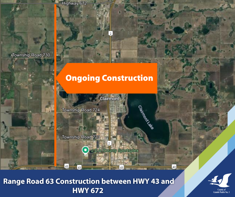 Satellite map with construction area outlined in orange